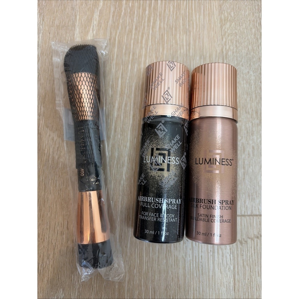 Luminess Air Airbrush Spray Foundation Lot Full Coverage Silk Brush 1oz Medium